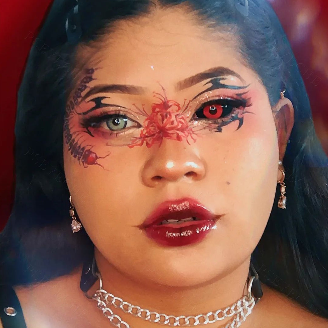 Jigsaw Black And Red Sclera Contacts - PsEYEche