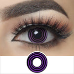 violet spiral halloween contacts wearingΒ effect drawing and plan lens