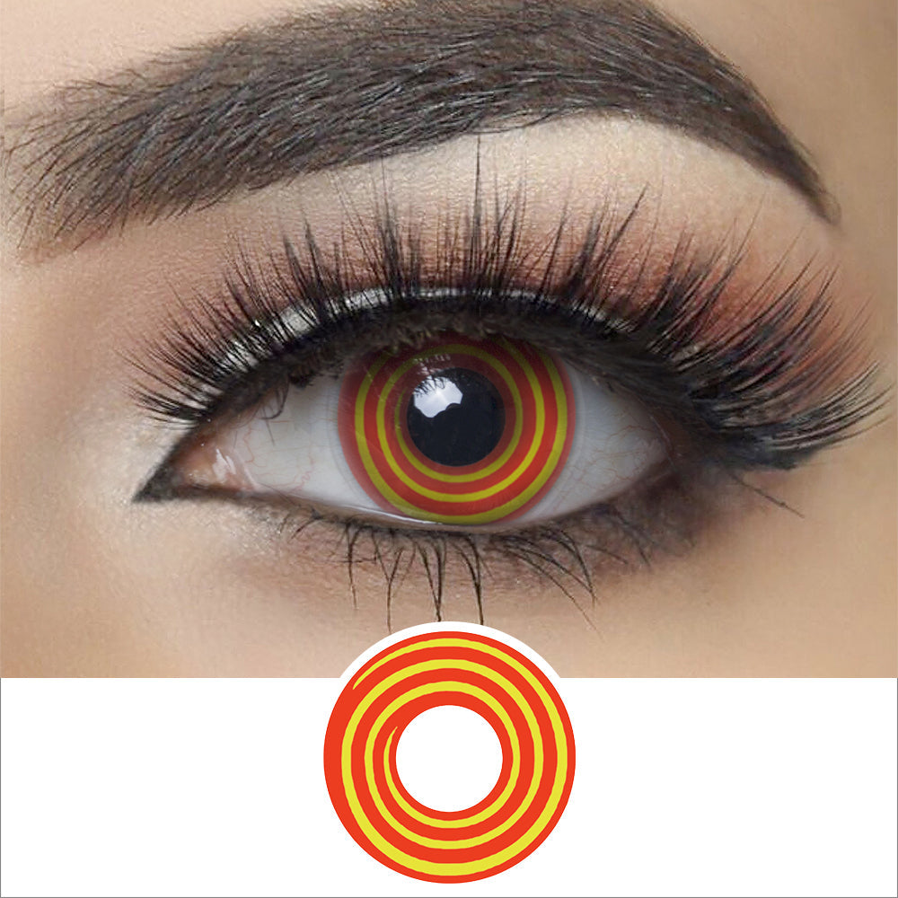 yellow red spiral halloween contacts wearingΒ effect drawing and plan lens