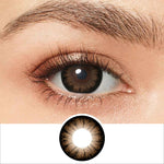 glass ball chocolate brown colored contactsΒ wearing effect drawing and plan lens