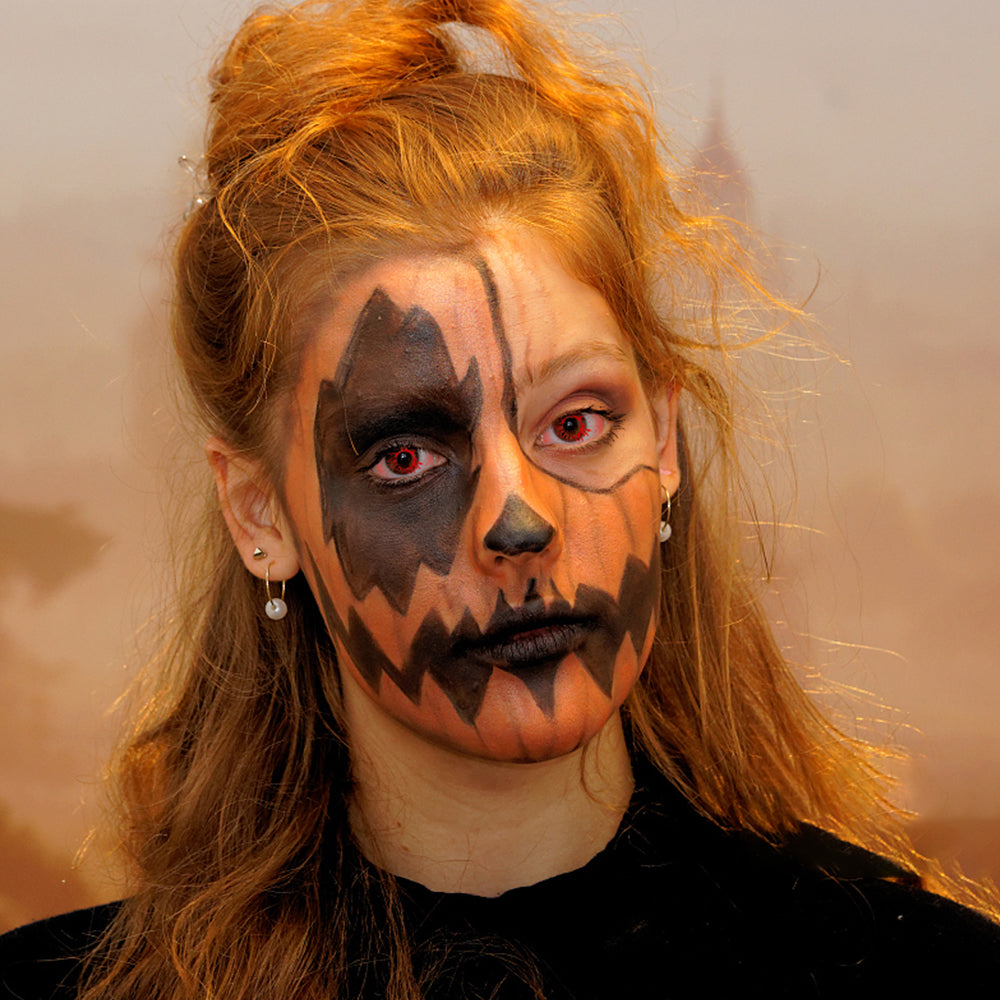 Model are wearing Pink Zombie Sclera Lenses