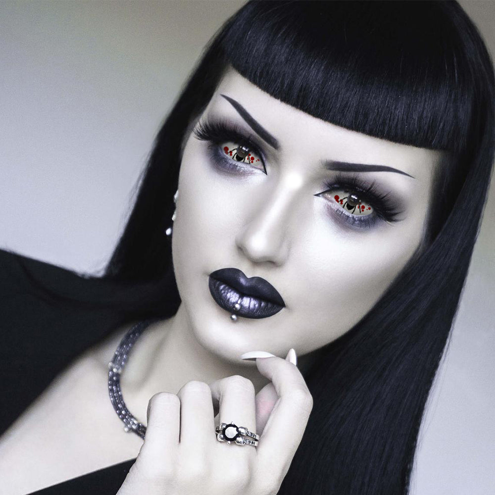 Model are wearing Spider eye Sclera Lenses