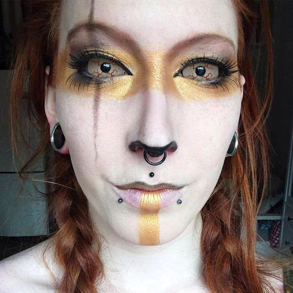 Model are wearing Bloody crack Sclera Lenses