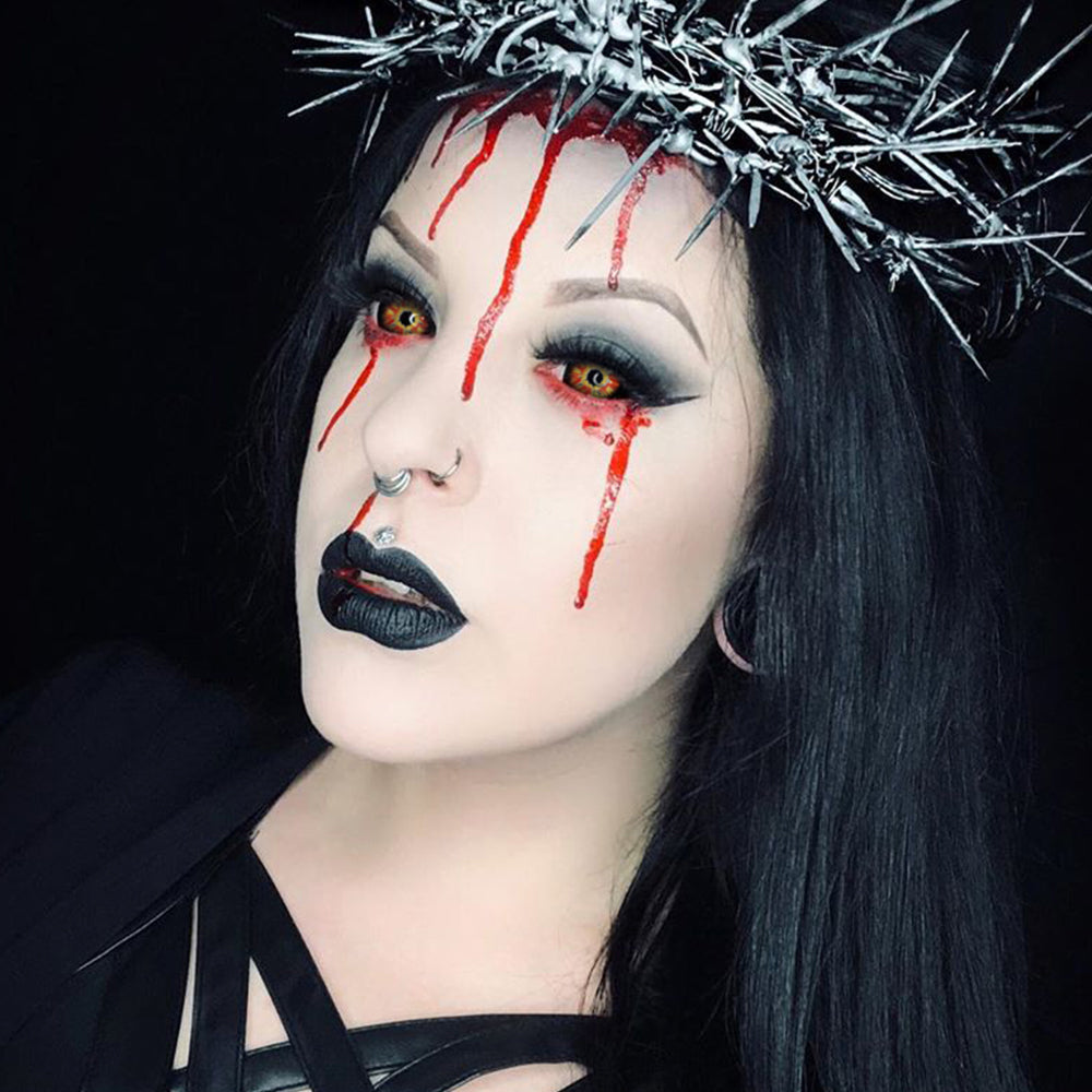 Model are wearing Flare Darth Maul Sith Sclera Lenses