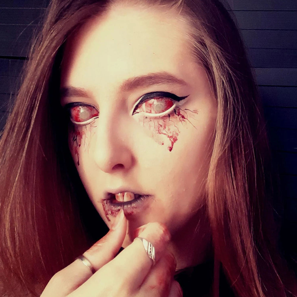 Model are wearing Patient Zero Sclera Lenses