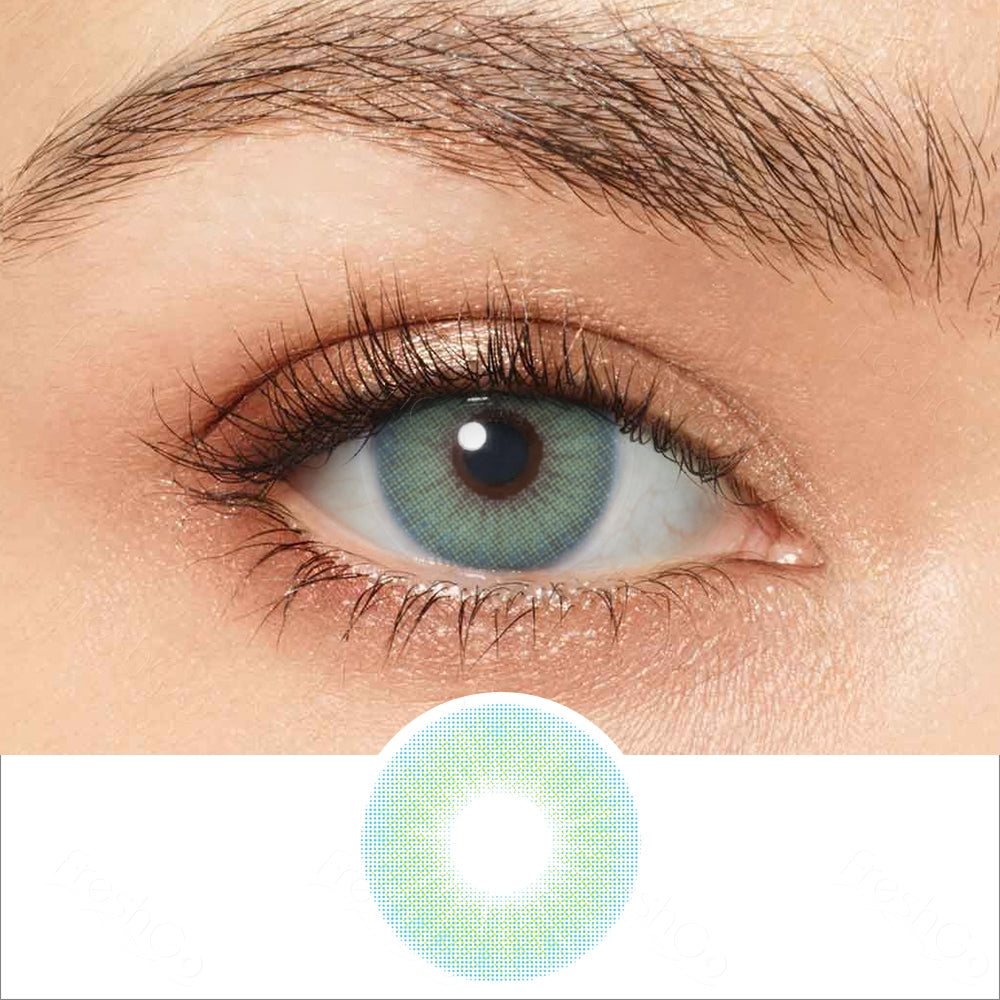 hidrocor ii sky blue colored contacts wearingΒ effect drawing and plan lens