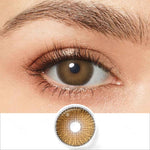 fiesta brown colored contacts wearing effect drawing and plan lens