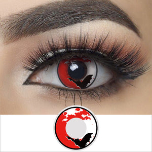 blood bat halloween contacts wearing effectΒ drawing and plan lens