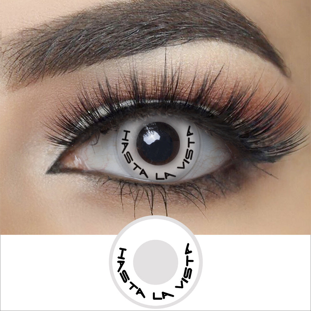 White Hasta La Vista Terminator Halloween Contacts
