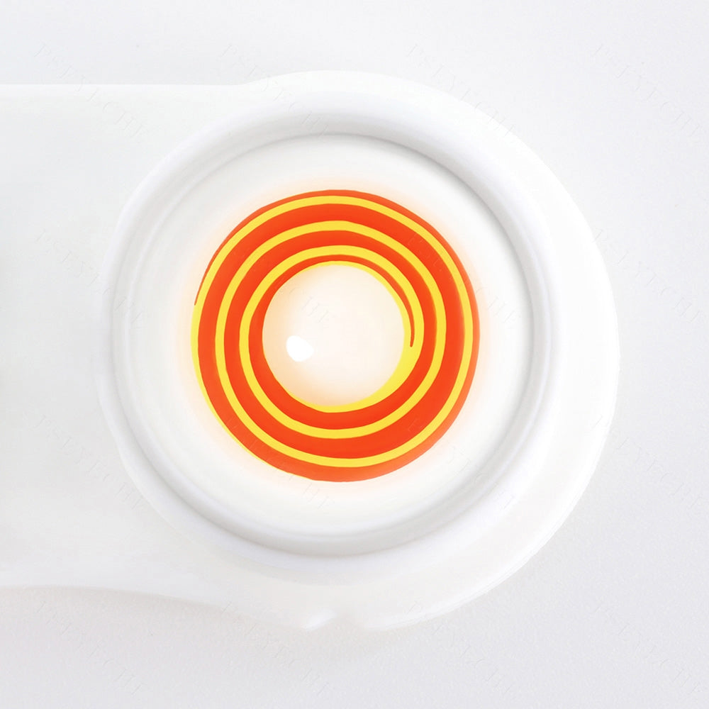 yellow red spiral halloween contacts with real shot